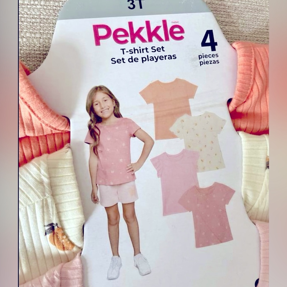 Toddler girl 3T Pekkle set of 4 short sleeve tops and 4 3T shorts.